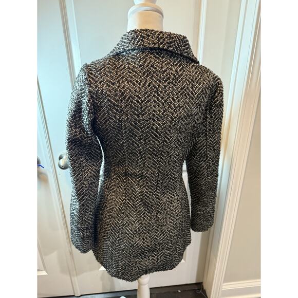 Jessica Simpson Women’s Black White Tweed Wrap Belted Coat Jacket XS - Picture 4 of 14